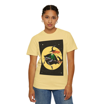 A Witch’s Moonlit Flight Unisex Garment-Dyed T-shirt