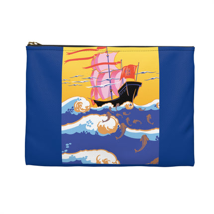Golden Seas and Whimsical Dreams Accessory Pouch – Art Deco Nautical Design