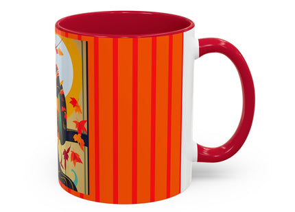 Black Cat in Kimono Colorful Mugs, 11oz