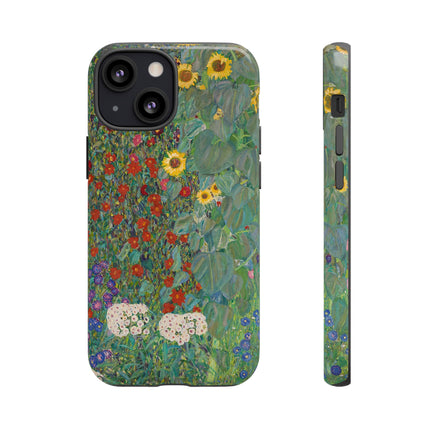 Farm Garden with Sunflowers by Gustav Klimt Phone Cases