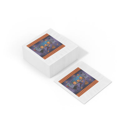Whimsical Halloween Mischief White Coined Napkins