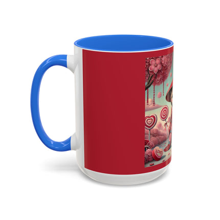 Whimsical Geisha Kitten in a Valentine Garden Colorful Mugs (11oz, 15oz)
