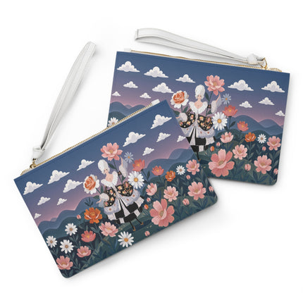 🌸🎀 The Grand Floral Promenade Clutch Bag – Art Deco Fashion Fantasy