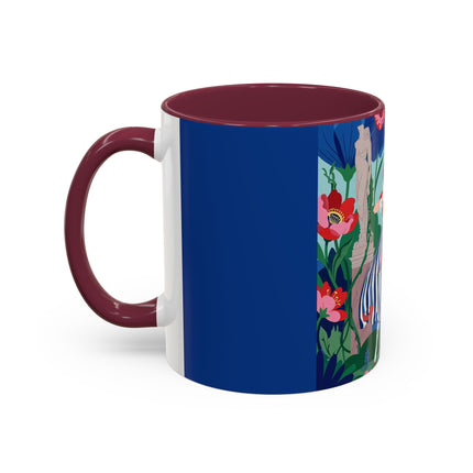 The Lady Of The Scarlet Bow Colorful Mugs – Art Deco Botanical Archer Elegance