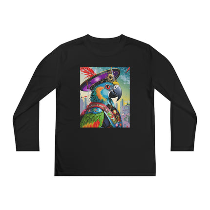 Tech Plumes Youth Long Sleeve Competitor Tee – Neon Wings & Cyberpunk Adventure