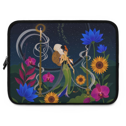 🌙🌻 The Lady Of The Midnight Garden Laptop Sleeve – Art Deco Floral Fantasy