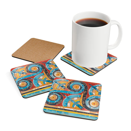 Reproduction of S-Spiral Frieze by Emile Gilliéron Corkwood Coaster Set