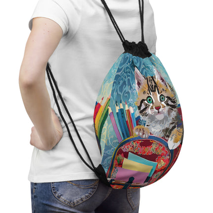 Whiskered Wanderings Drawstring Bag
