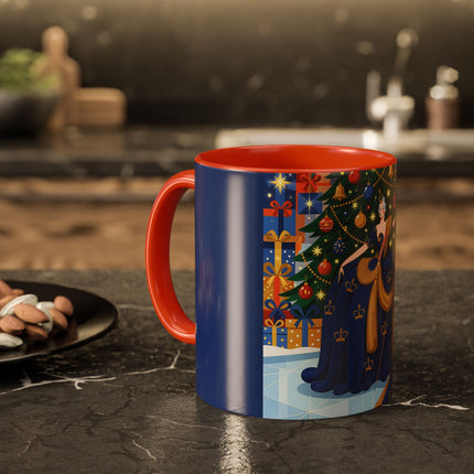 👑🎄 The Christmas Queen Of Golden Bells Colorful Mug – Art Deco Holiday Elegance