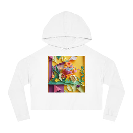 Origami Bicycle Women’s Cropped Hooded Sweatshirt