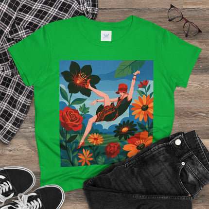 🌺✨ The Lady In The Fabulous Flowers Cotton Tee – Art Deco Floral Fantasy