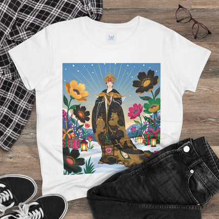 🌸✨ The Golden Garden Empress Cotton Tee – Asian-Inspired Floral Fantasy