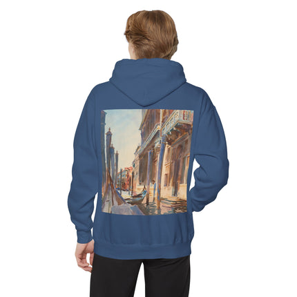 Gondola Moorings on the Grand Canal by John Singer Sargent Unisex Garment-Dyed Hoodie
