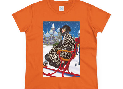 Elegant Winter Woman in Sleigh Women's Midweight Cotton Tee