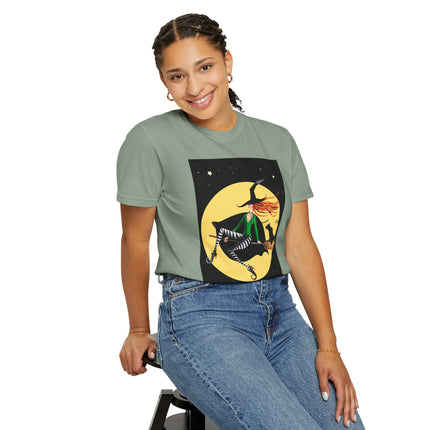 A Witch’s Moonlit Flight Unisex Garment-Dyed T-shirt