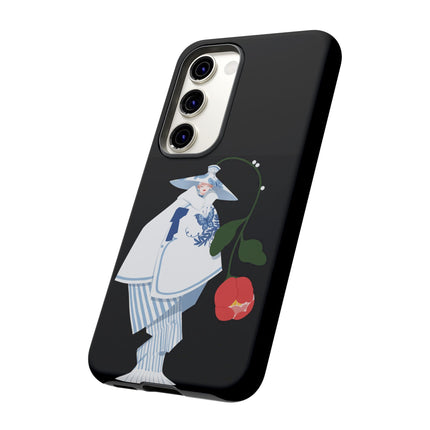Blue & White Porcelain Geisha Phone Case – Elegant Mystery & Floral Grace