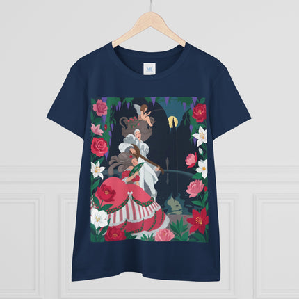 🌹🎶 The Midnight Garden Serenade Cotton Tee – Art Deco Romantic Fantasy