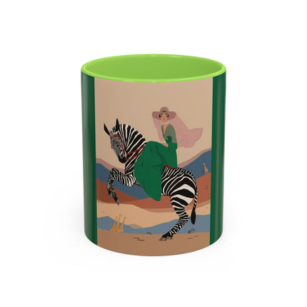 Zebra Rider Colorful Mugs – Safari Chic & Art Deco Adventure