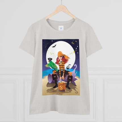 Moonlit Pirate Halloween Women's Midweight Cotton Tee