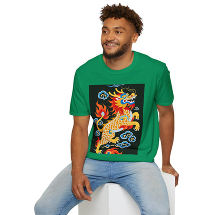 🐅🔥 The Golden Fire Tiger Softstyle T-Shirt – Celestial Flames & Eastern Fantasy