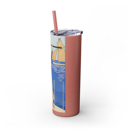 Costume de Yacht by George Barbier Skinny Tumbler with Straw, 20oz
