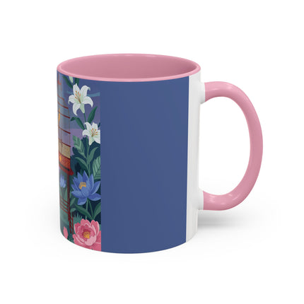 Whispers to the Golden Songbird Colorful Mugs – Art Deco Garden Elegance