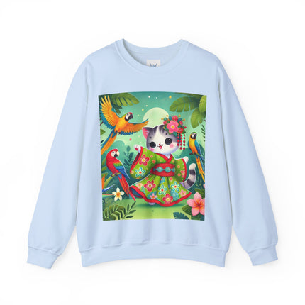 Parrot Dance of the Geisha Kitten Heavy Blend™ Crewneck Sweatshirt