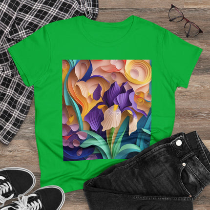 The Elegant Iris Flower Women's Midweight Cotton Tee