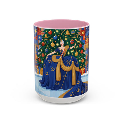 👑🎄 The Christmas Queen Of Golden Bells Colorful Mug – Art Deco Holiday Elegance