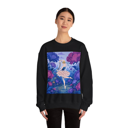 🌸🩰 The Enchanted Garden Ballet Crewneck Sweatshirt – Art Deco Floral Whimsy