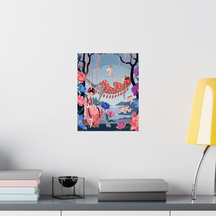 🪽🪷 The Garden Of Little Cupids Matte Vertical Poster – Art Deco Botanical Fantasy