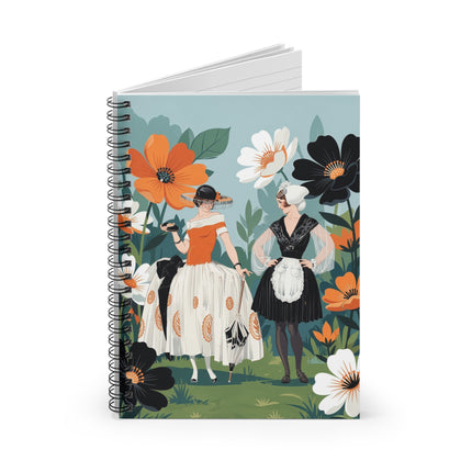 🌺☂️ The Ladies Of The Flower Garden Spiral Notebook – Art Deco Floral Fashion