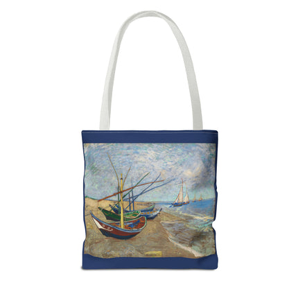 Fishing Boats on the Beach at Saintes-Maries by Vincent Van Gogh Tote Bag (AOP)
