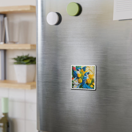 Blue Jays in a Spring Garden Die-Cut Magnets (5 Sizes)