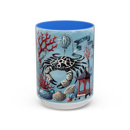Spotted Crab & Pagoda Colorful Mug – Mystical Ocean & Asian Harmony