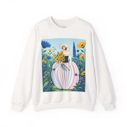 🌻🎀 The Sunflower Garden Bouquet Crewneck Sweatshirt – Art Deco Floral Elegance