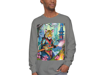 Cyberpunk Leopard Garment-dyed Long Sleeve T-Shirt