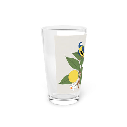 Blue Tit & Butterfly Pint Glass – Spring Harmony & Delicate Beauty