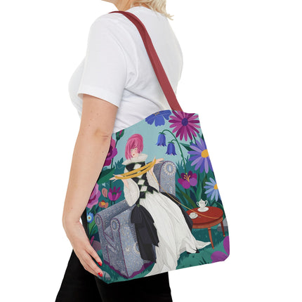 🌹🧶 The Lady Of The Golden Yarn Tote Bag – Art Deco Floral Elegance