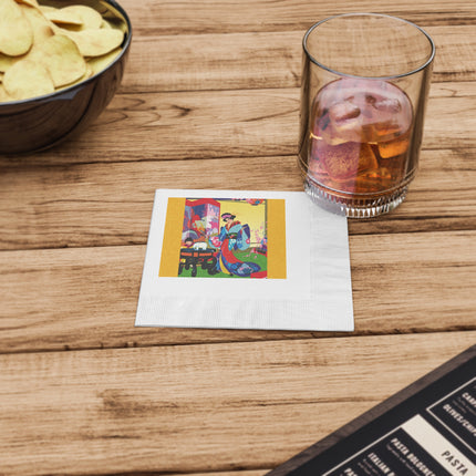 A Timeless Journey by Umberto Brunelleschi White Coined Napkins