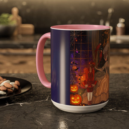 🌙🎃 The Moonlit Parlor Masquerade Colorful Mug – Elegant Halloween Romance
