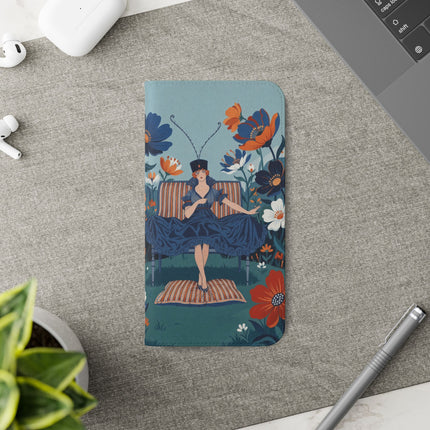 🌺🎩 The Lady Of The Grand Flower Garden Flip Case – Art Deco Floral Fantasy