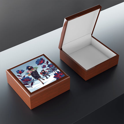 🎁🌺 The Christmas Gift Garden Stroll Jewelry Box – Art Deco Holiday Fantasy