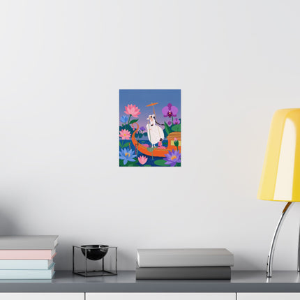 🪷🛶 The Lady Of The Lotus Lake Matte Vertical Poster – Art Deco Botanical Fantasy