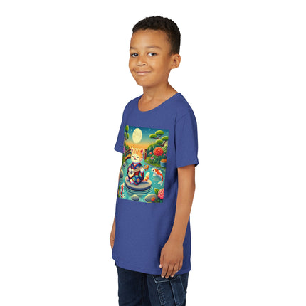 Melodic Kitten by the Koi Pond Youth Short Sleeve Tee