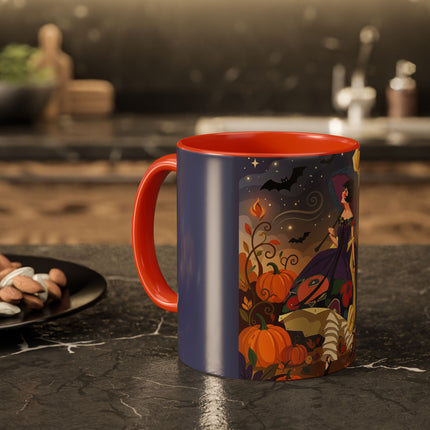 🌙🎃 The Moonlit Garden Walk Colorful Mug – Elegant Halloween Charm