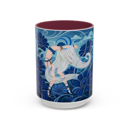 💙🌸 The Sapphire Wind Dancer Colorful Mug – Art Deco Floral Fantasy