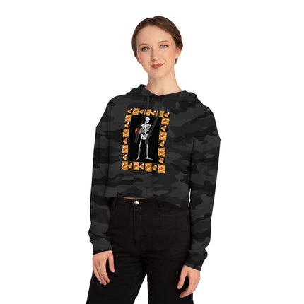 Candy Corn Skeleton Women’s Cropped Hooded Sweatshirt