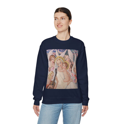Madonna with Child Surrounded by Musical Angels by Gerda Wegener Heavy Blend™ Crewneck Sweatshirt