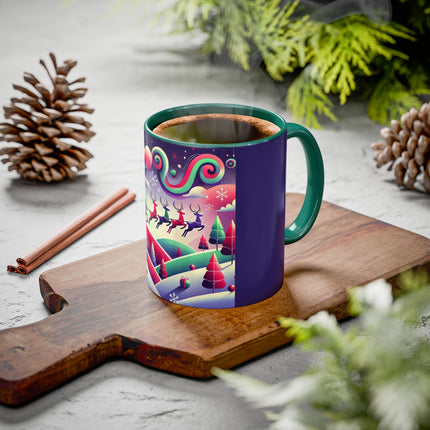 Festive Reindeer Flight Colorful Mugs (11oz, 15oz)